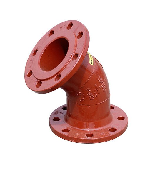Ductile Iron Flanged 45 Degree Bend for Waste Water (Red)