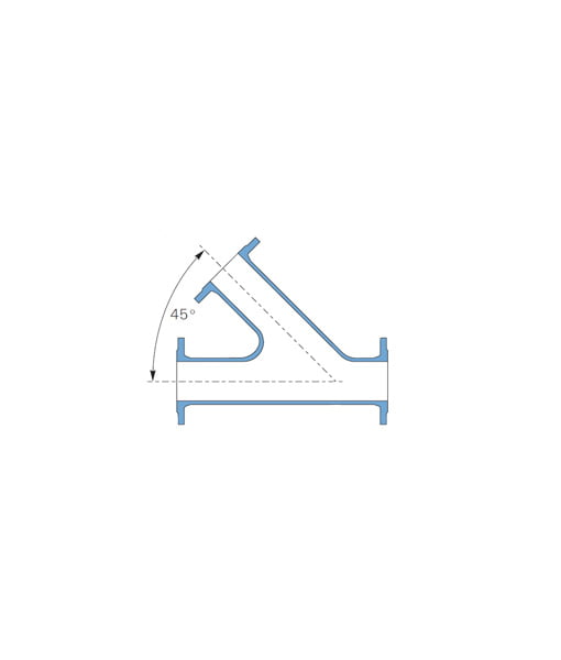 Ductile Iron Flanged 45 Degree Angle Branch for Potable Water (Blue) - AES