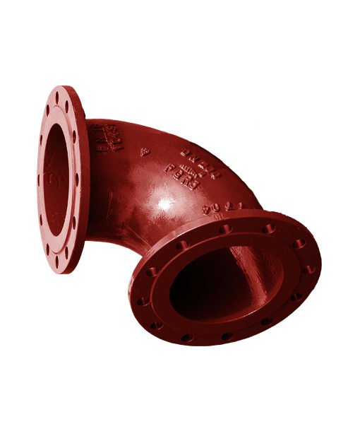 Ductile Iron Flanged Short Radius 90 Degree Bend for Waste Water (Red)