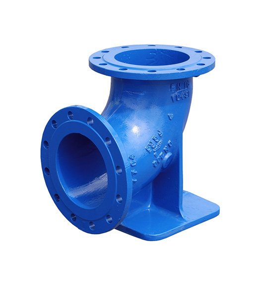 Ductile Iron Flanged 90 Degree Duckfoot Bend for Potable Water (Blue
