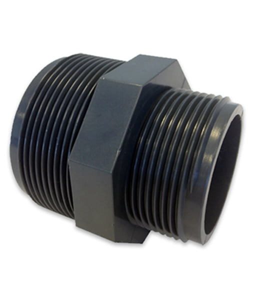 Grey PVC Reducing Nipple 2 Inch x 1½ Inch Male Thread Automated