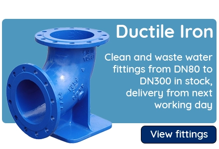 Ductile iron fittings, DN80 to DN300 in stock, delivery from next working day