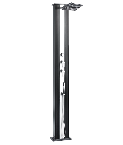 Poolstar Dada Straight Hybrid Shower - Anthracite + Aluminium