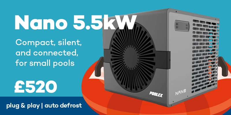 Poolex Nano 5.5kW Ultra Compact Heat Pump with Wi-Fi for Above-Ground Swimming Pools
